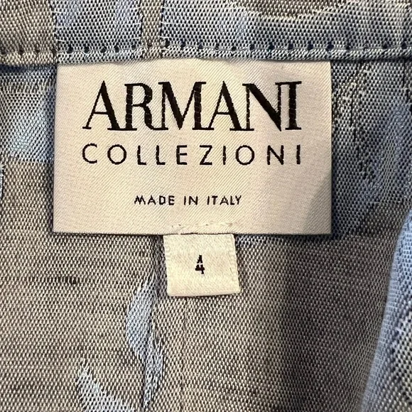 Armani Iridescent Blue Jacquard Blazer Floral Pattern, Size 4 - Picture 6 of 15
